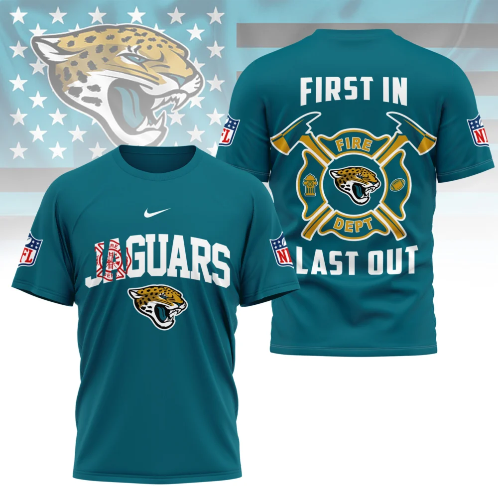 Jacksonville Jaguars | Premium NFL Fire Dept 3D Shirt TD - Teal, 4XL