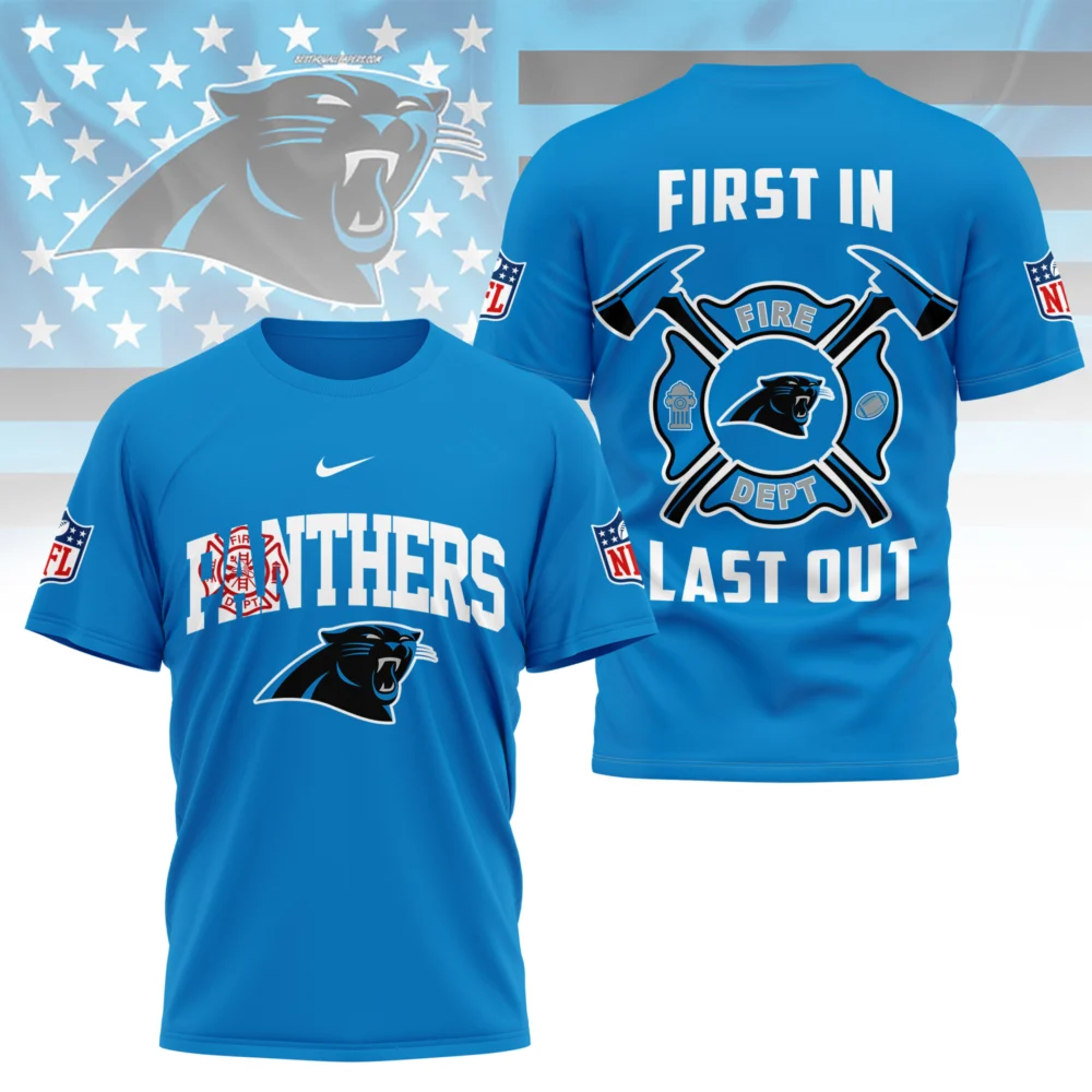 Carolina Panthers | Premium NFL Fire Dept 3D Shirt TD - Blue, 2XL