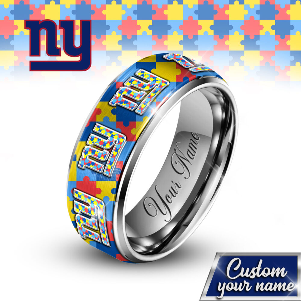 New York Giants | NFL x Autism Silver Tungsten Ring TD