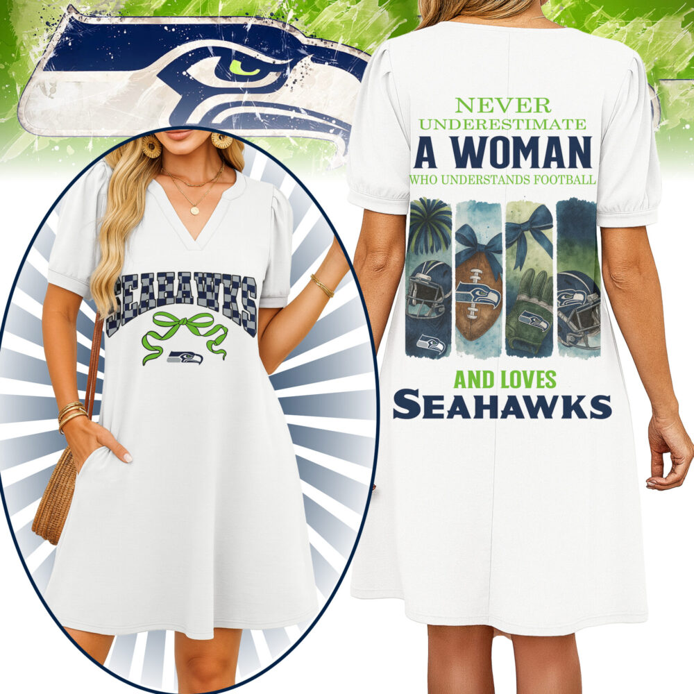 Seattle Seahawks | Premium NFL V-neck Dress HI