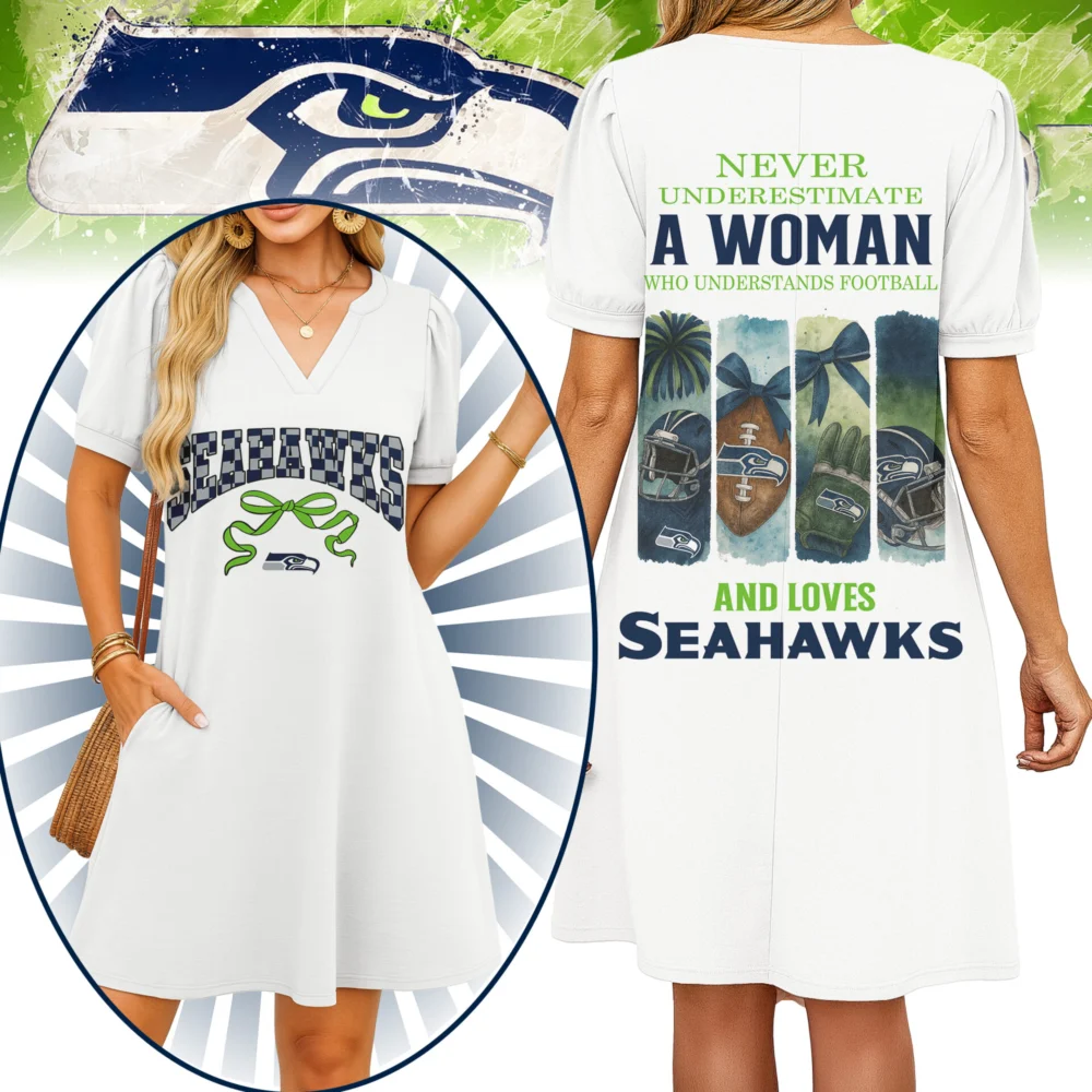 Seattle Seahawks | Premium NFL V-neck Dress HI