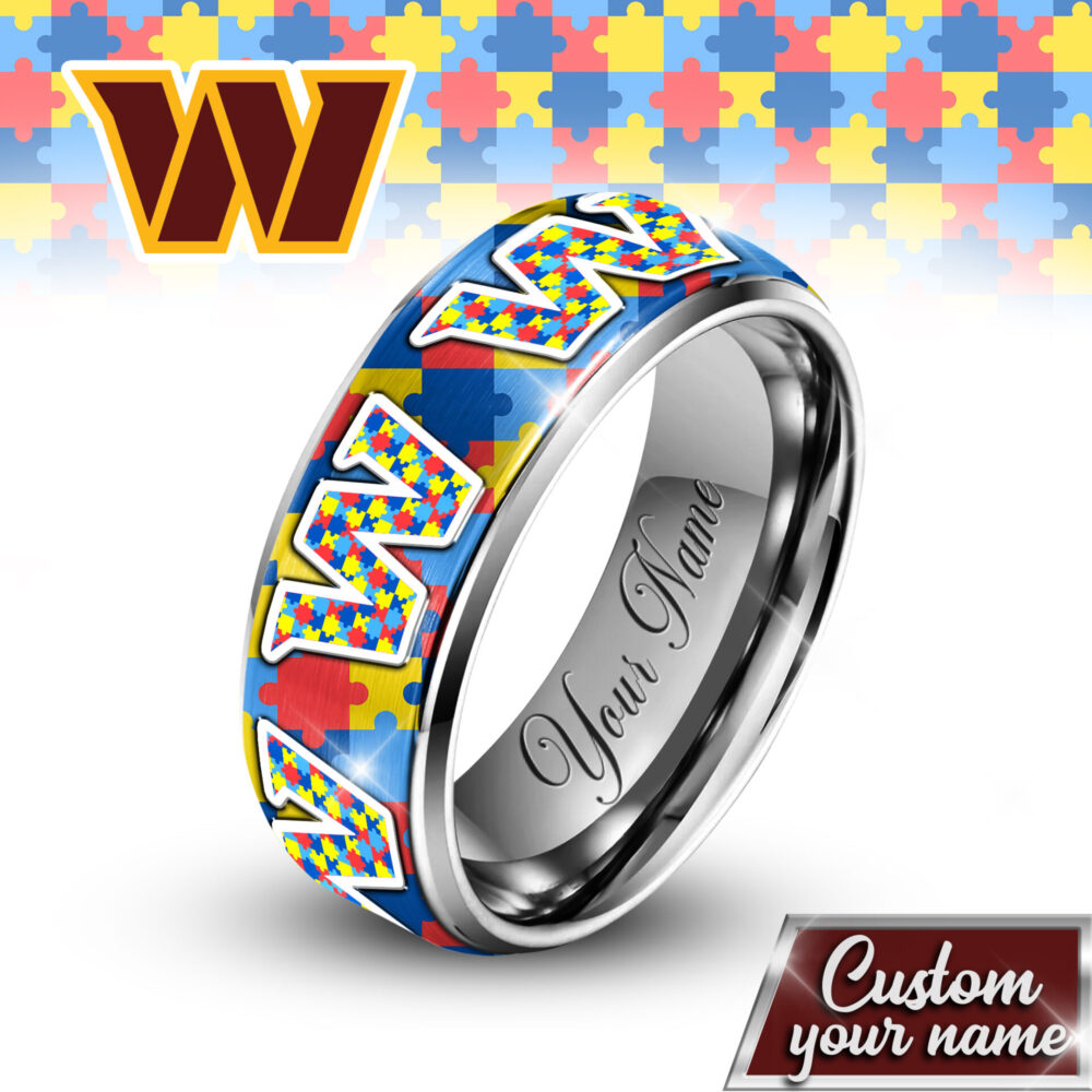 Washington Commanders | NFL x Autism Silver Tungsten Ring TD