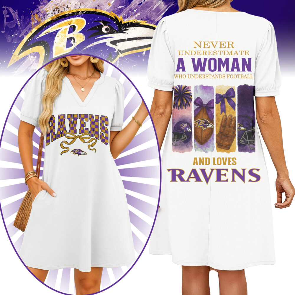 Baltimore Ravens | Premium NFL V-neck Dress HI
