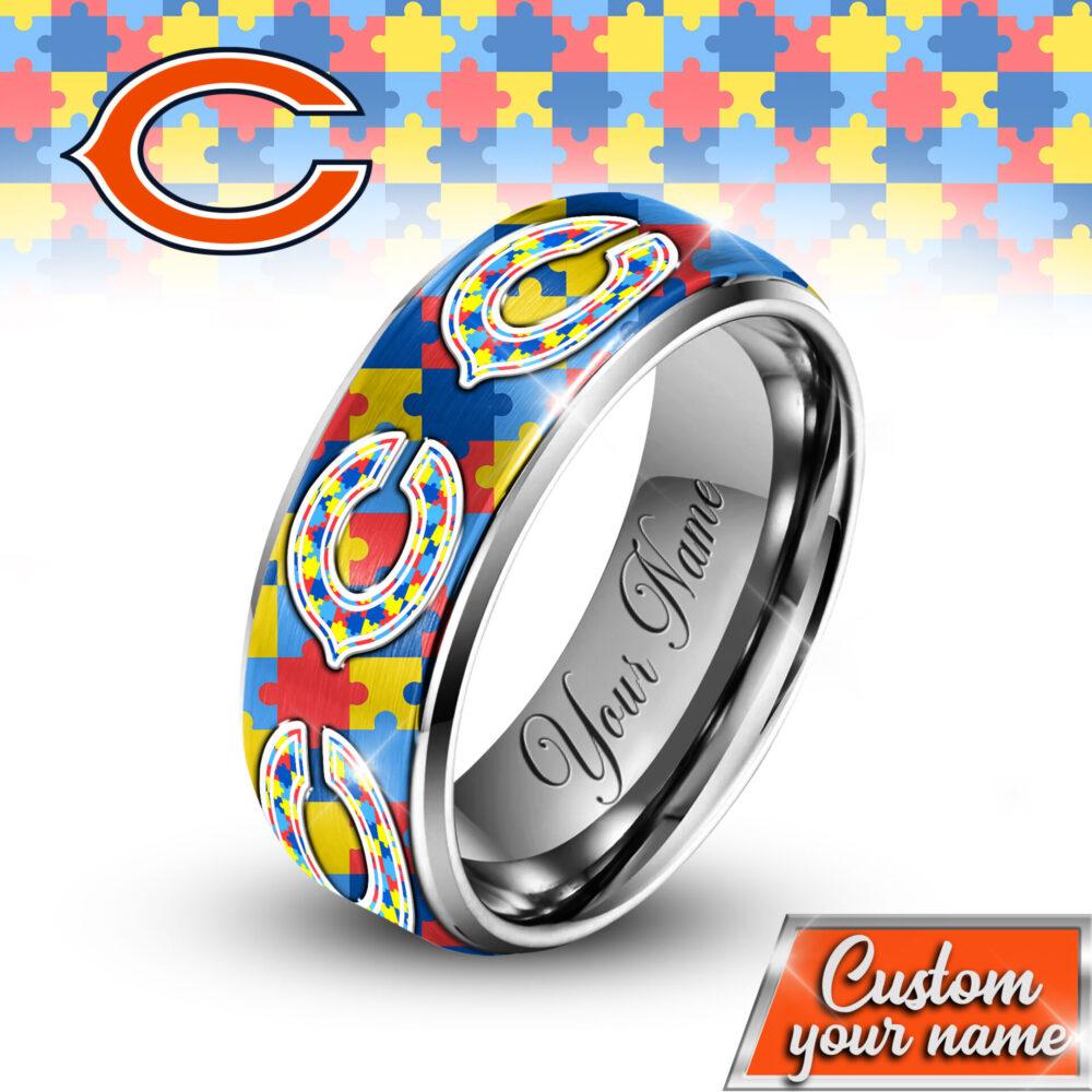 Chicago Bears | NFL x Autism Silver Tungsten Ring TD
