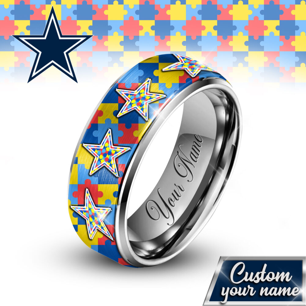 Dallas Cowboys | NFL x Autism Silver Tungsten Ring TD