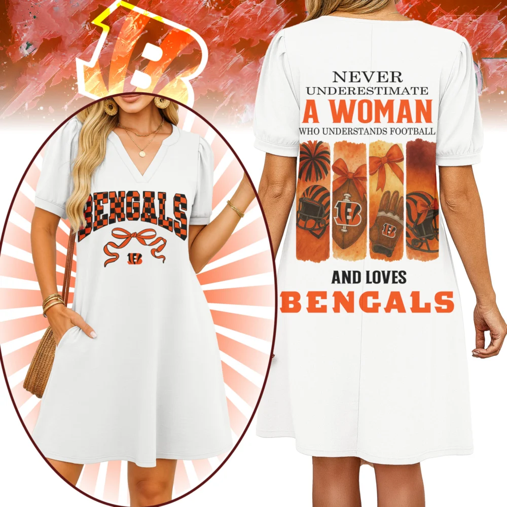 Cincinnati Bengals | Premium NFL V-neck Dress HI