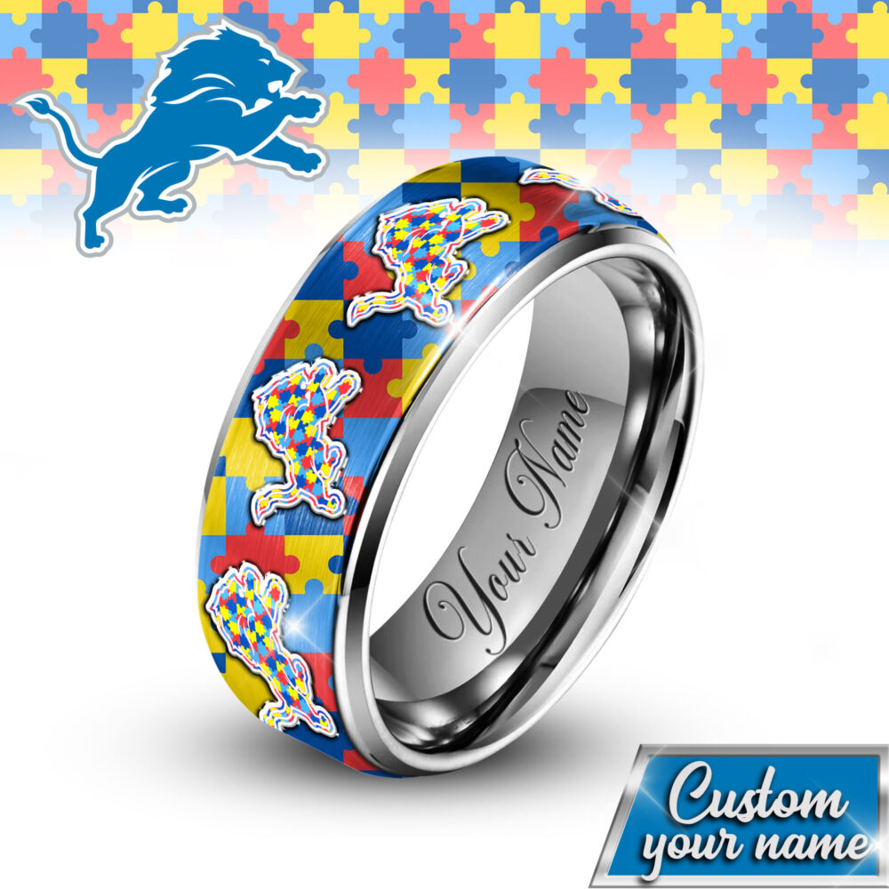 Detroit Lions | NFL x Autism Silver Tungsten Ring TD