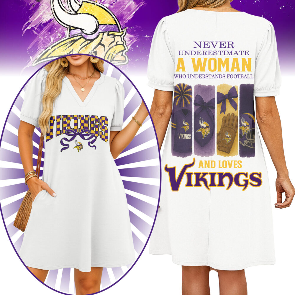 Minnesota Vikings | Premium NFL V-neck Dress HI