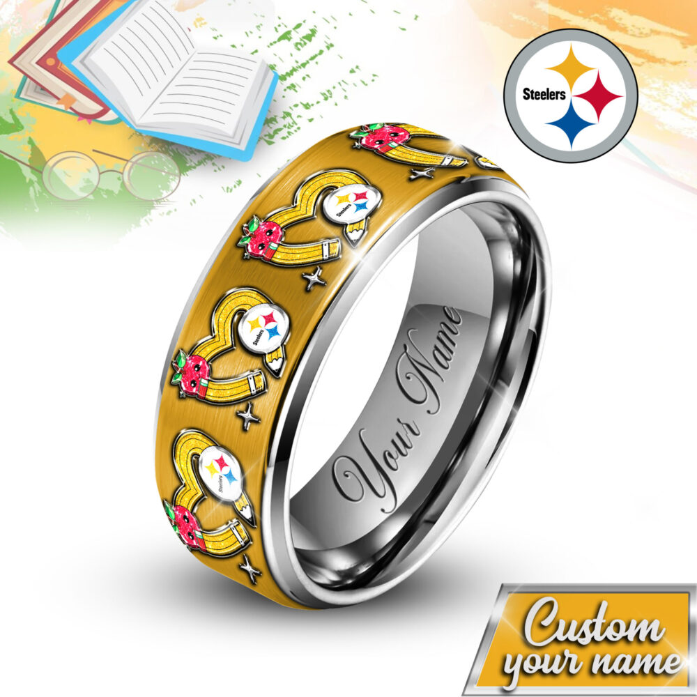 Pittsburgh Steelers | NFL x Teacher Silver Tungsten Ring TD