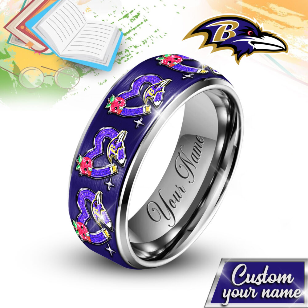 Baltimore Ravens | NFL x Teacher Silver Tungsten Ring TD