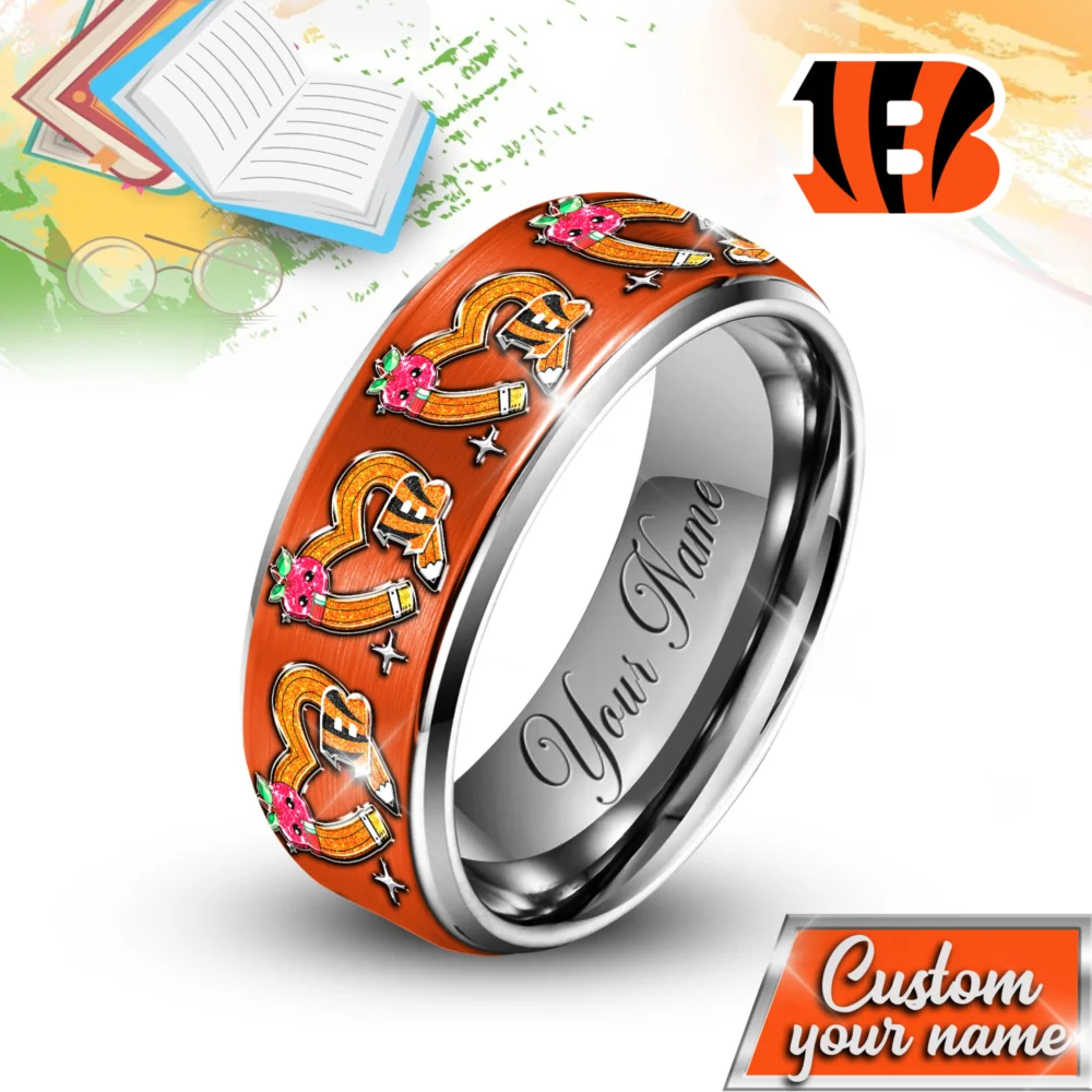 Cincinnati Bengals | NFL x Teacher Silver Tungsten Ring TD