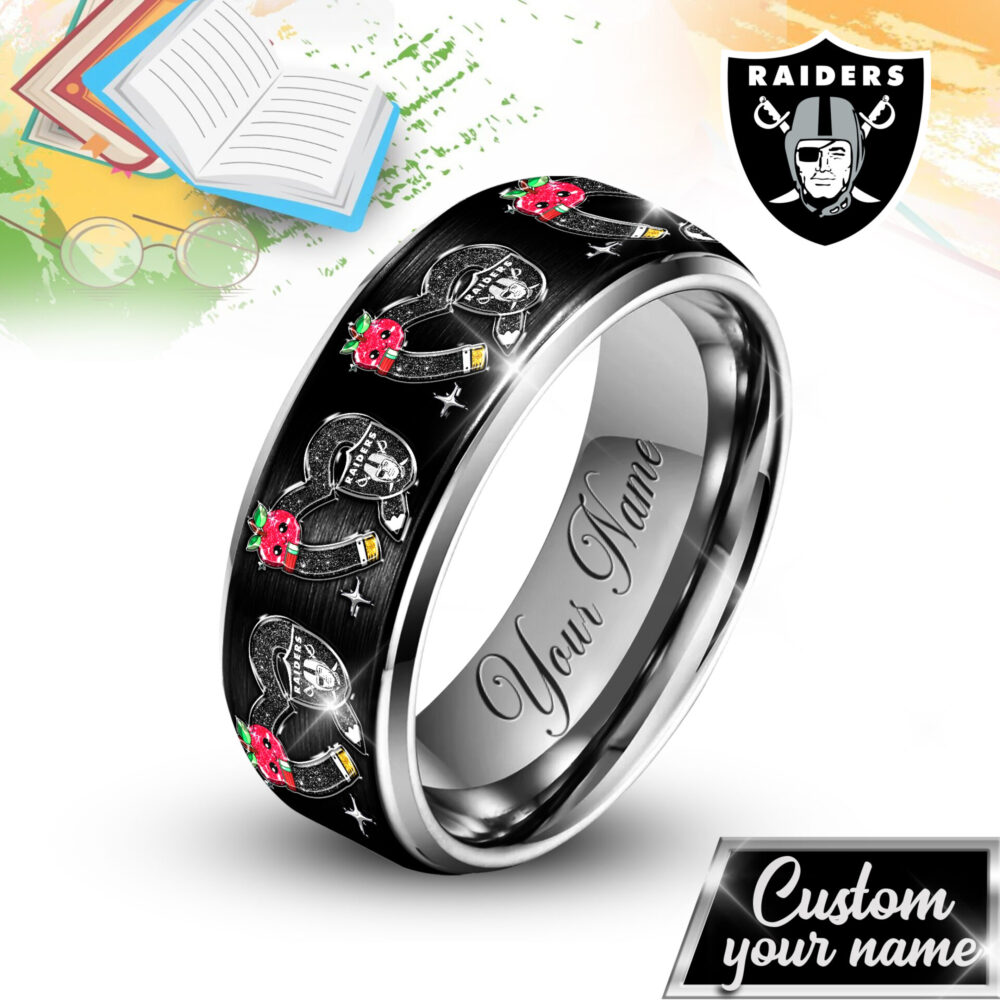 Las Vegas Raiders | NFL x Teacher Silver Tungsten Ring TD