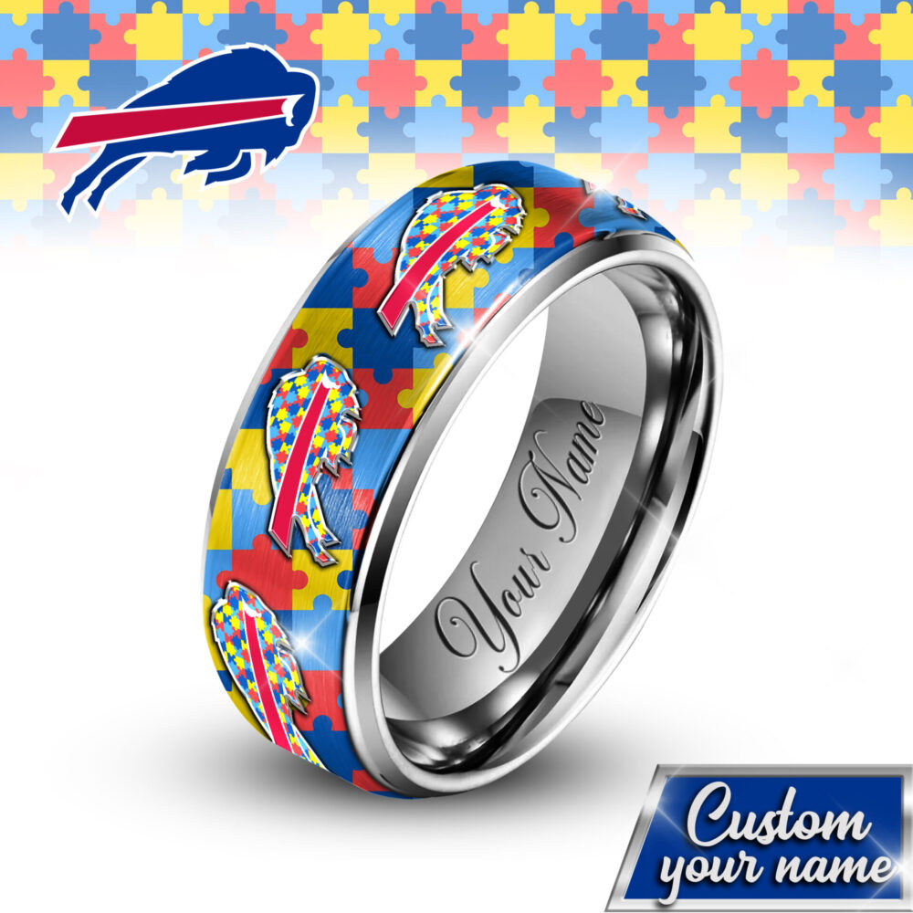 Buffalo Bills | NFL x Autism Silver Tungsten Ring TD