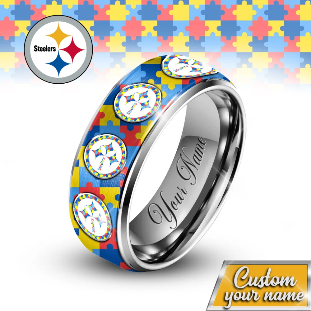 Pittsburgh Steelers | NFL x Autism Silver Tungsten Ring TD