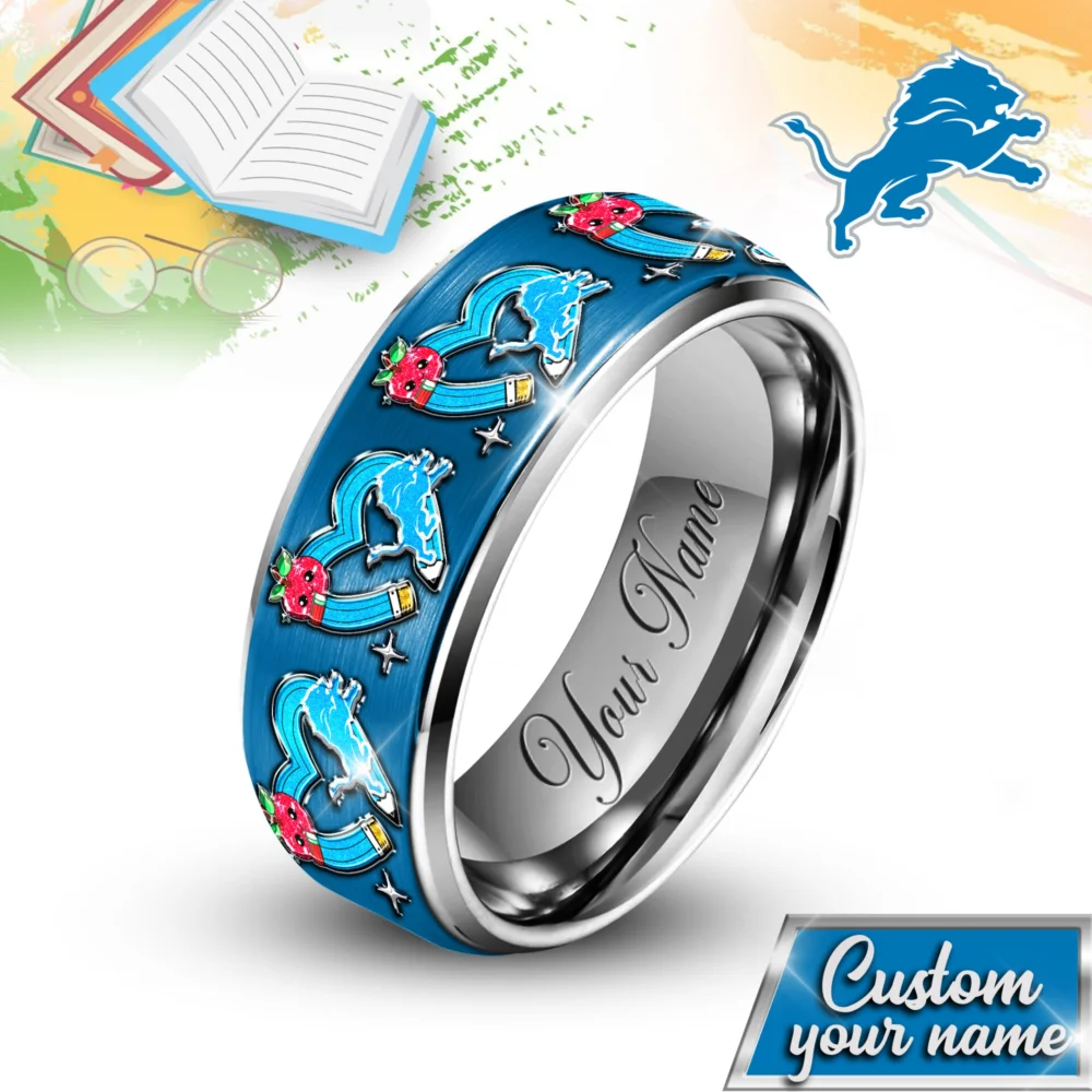 Detroit Lions | NFL x Teacher Silver Tungsten Ring TD