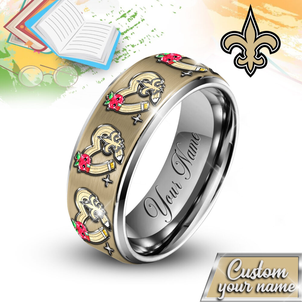 New Orleans Saints | NFL x Teacher Silver Tungsten Ring TD