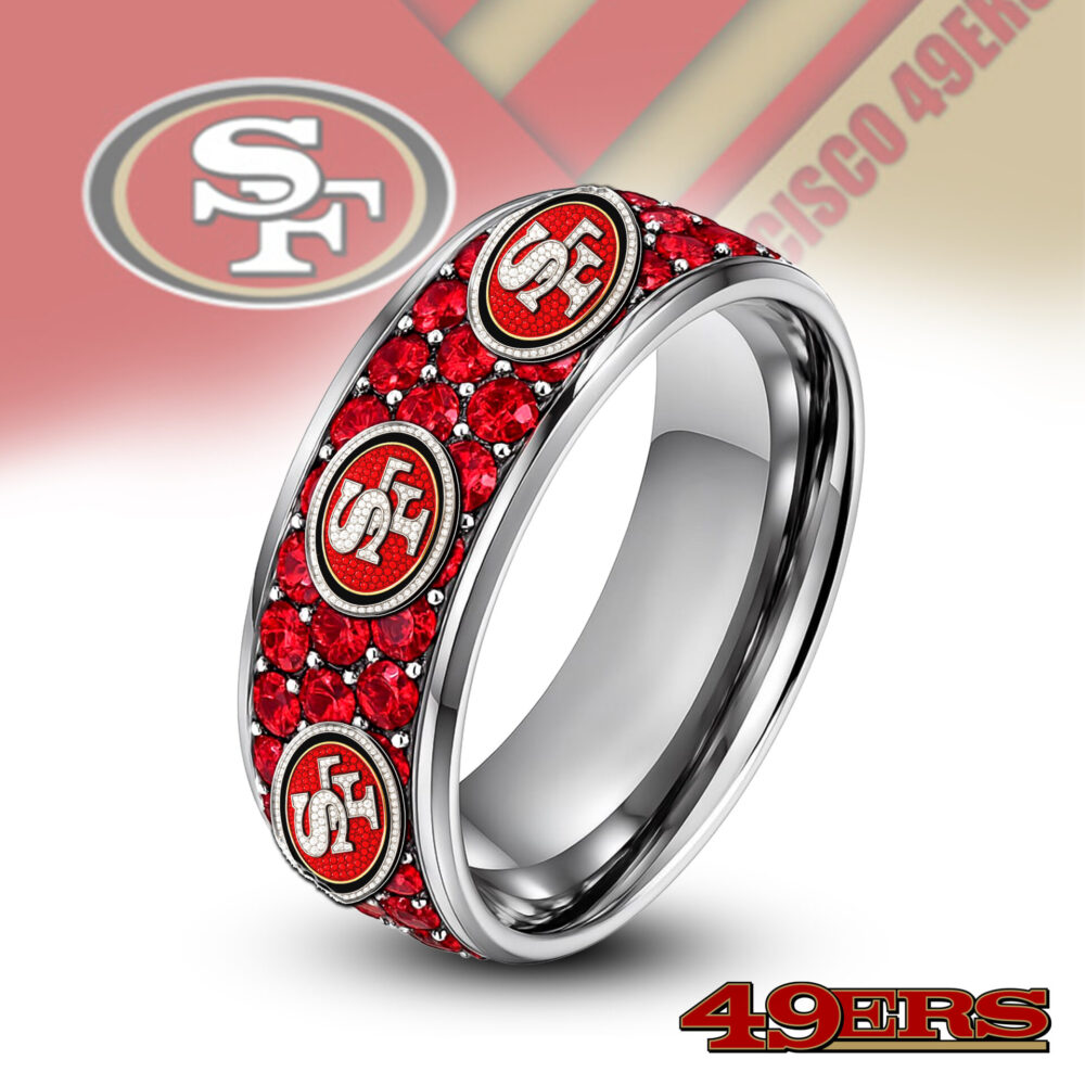 San Francisco 49ers | Silver Tungsten Bling Rhinestone Ring TD