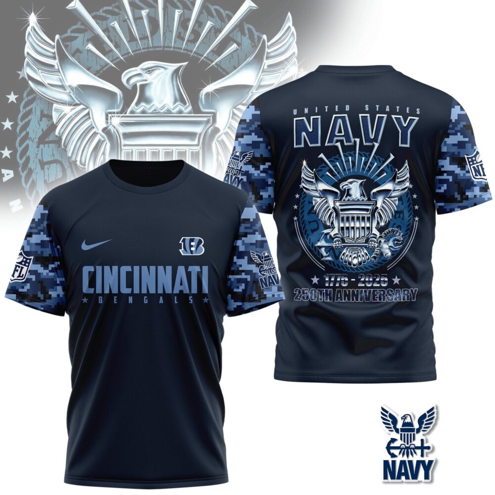 Cincinnati Bengals | Premium Navy 250 Years 3D Shirt TD