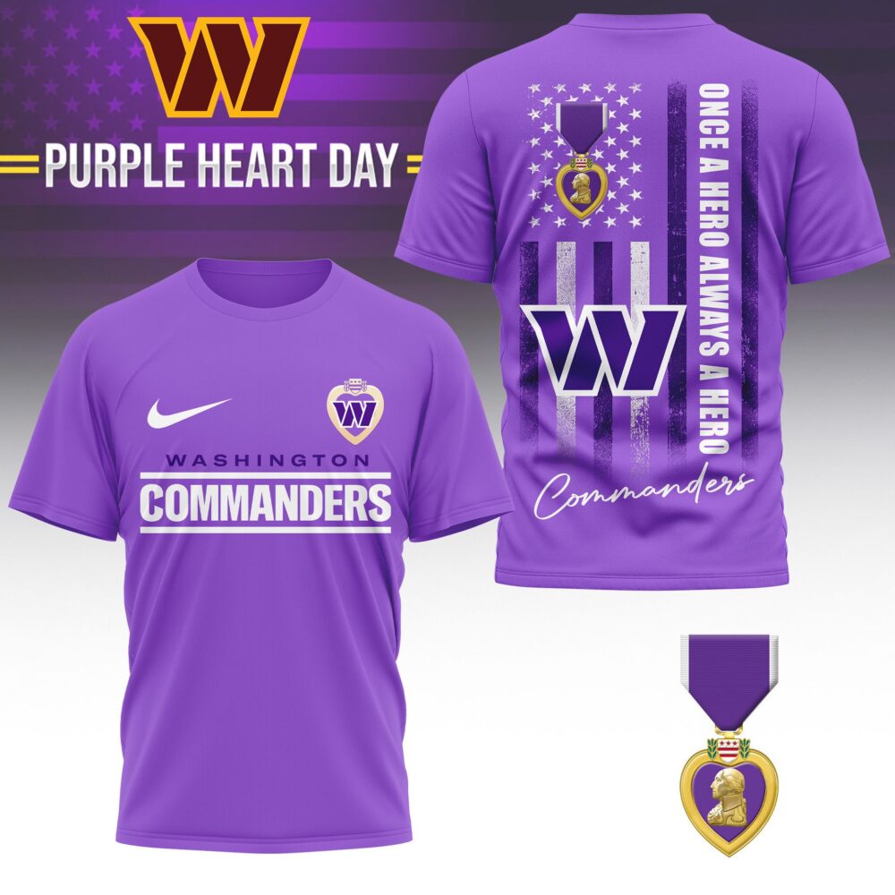 Washington Commanders | Premium NFL Premium National Purple Heart Day 3D Shirt HI