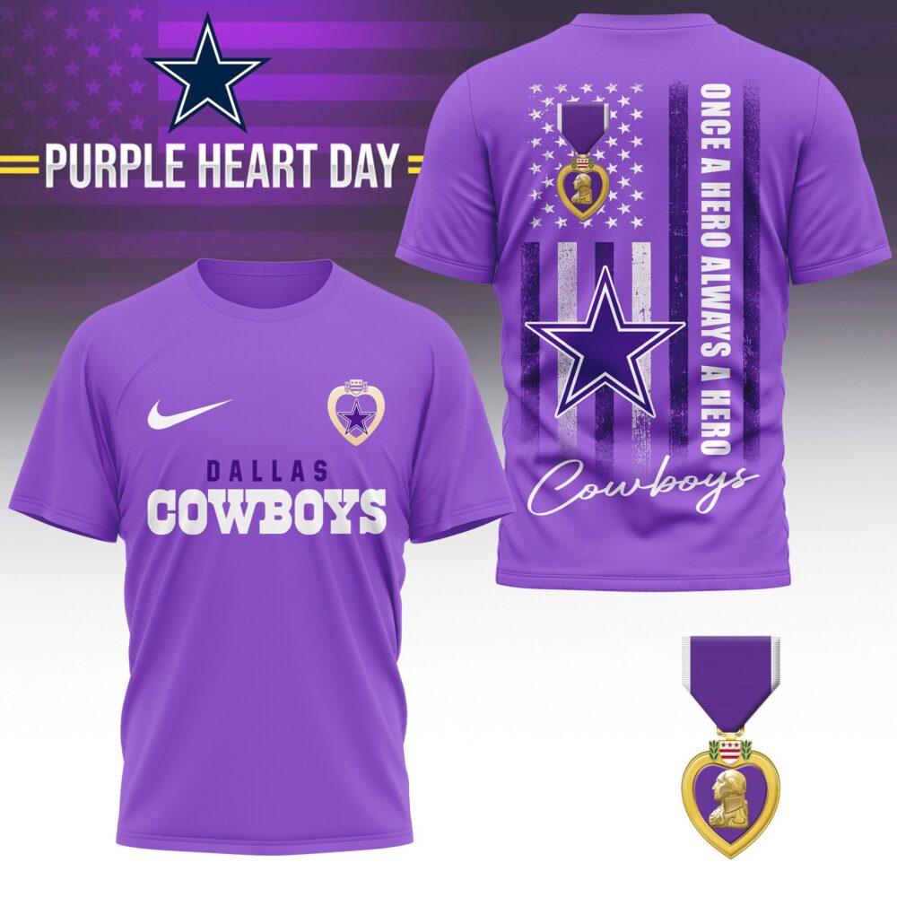 Dallas Cowboys | Premium NFL Premium National Purple Heart Day 3D Shirt HI