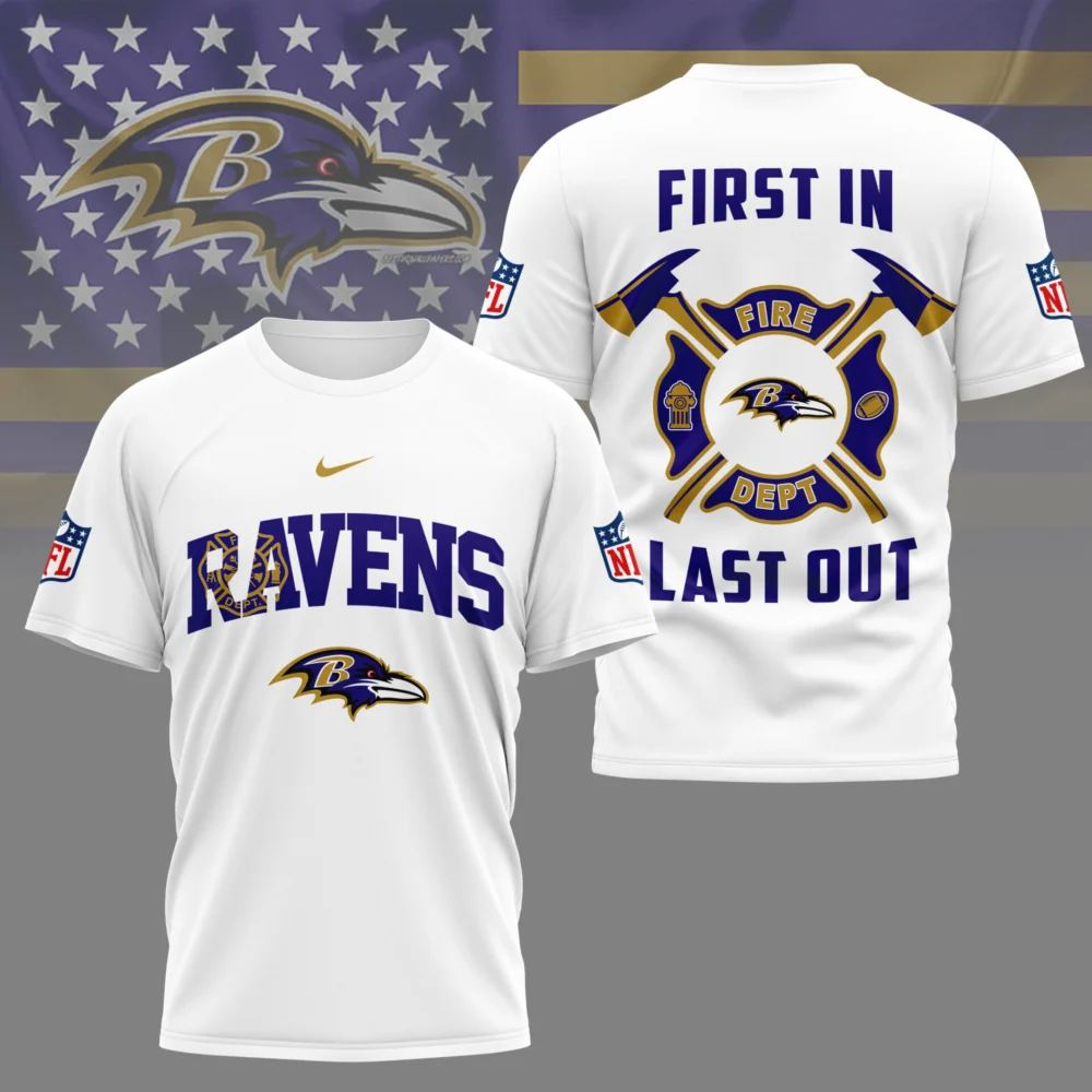 Baltimore Ravens | Premium NFL Fire Dept 3D Shirt TD