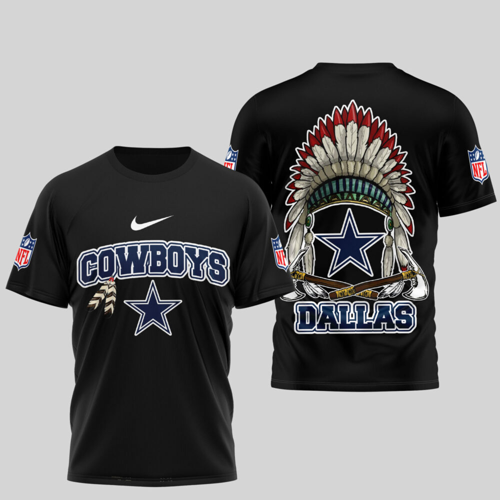 Dallas Cowboys | Premium Native American Leather 3D Shirt TD - Black, 5XL