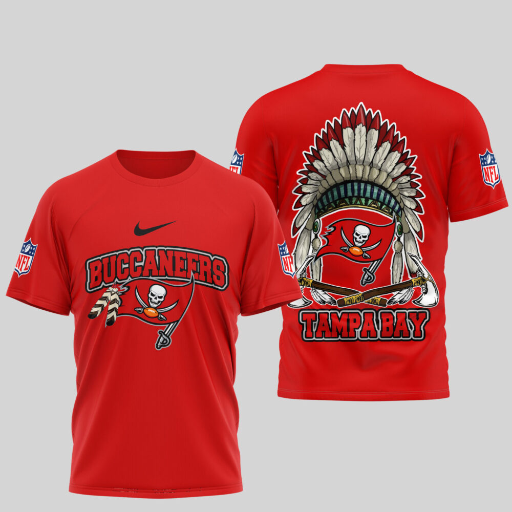 Tampa Bay Buccaneers | Premium Native American Leather 3D Shirt TD - Red, M
