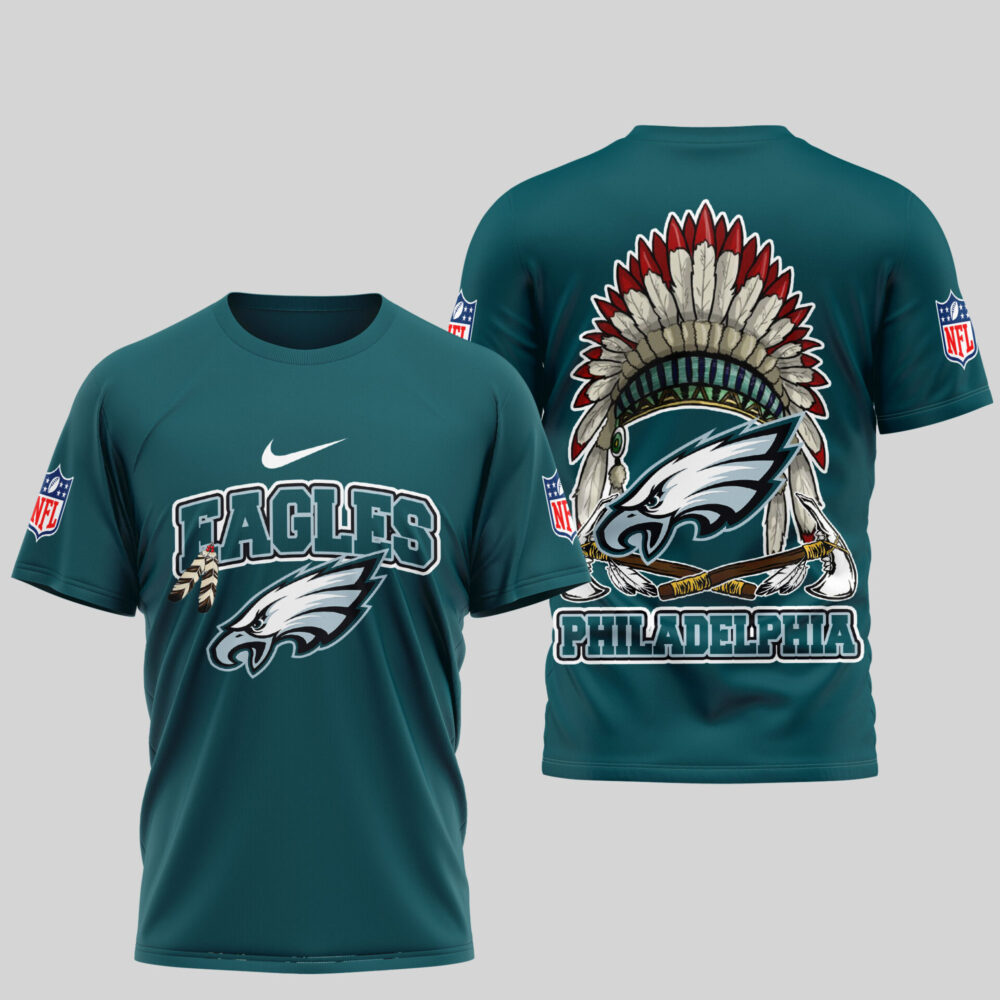 Philadelphia Eagles | Premium Native American Leather 3D Shirt TD - Midnight green, 2XL