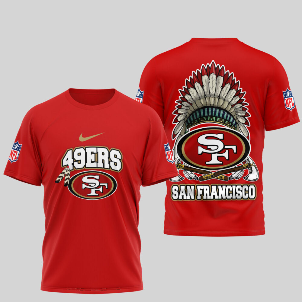 San Francisco 49ers | Premium Native American Leather 3D Shirt TD - Red, L