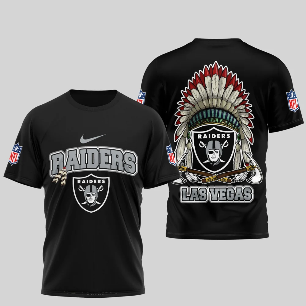 Las Vegas Raiders | Premium Native American Leather 3D Shirt TD - Black, XL