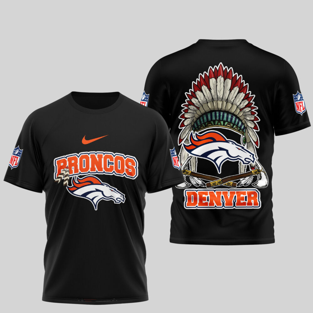 Denver Broncos | Premium Native American Leather 3D Shirt TD - Black, M