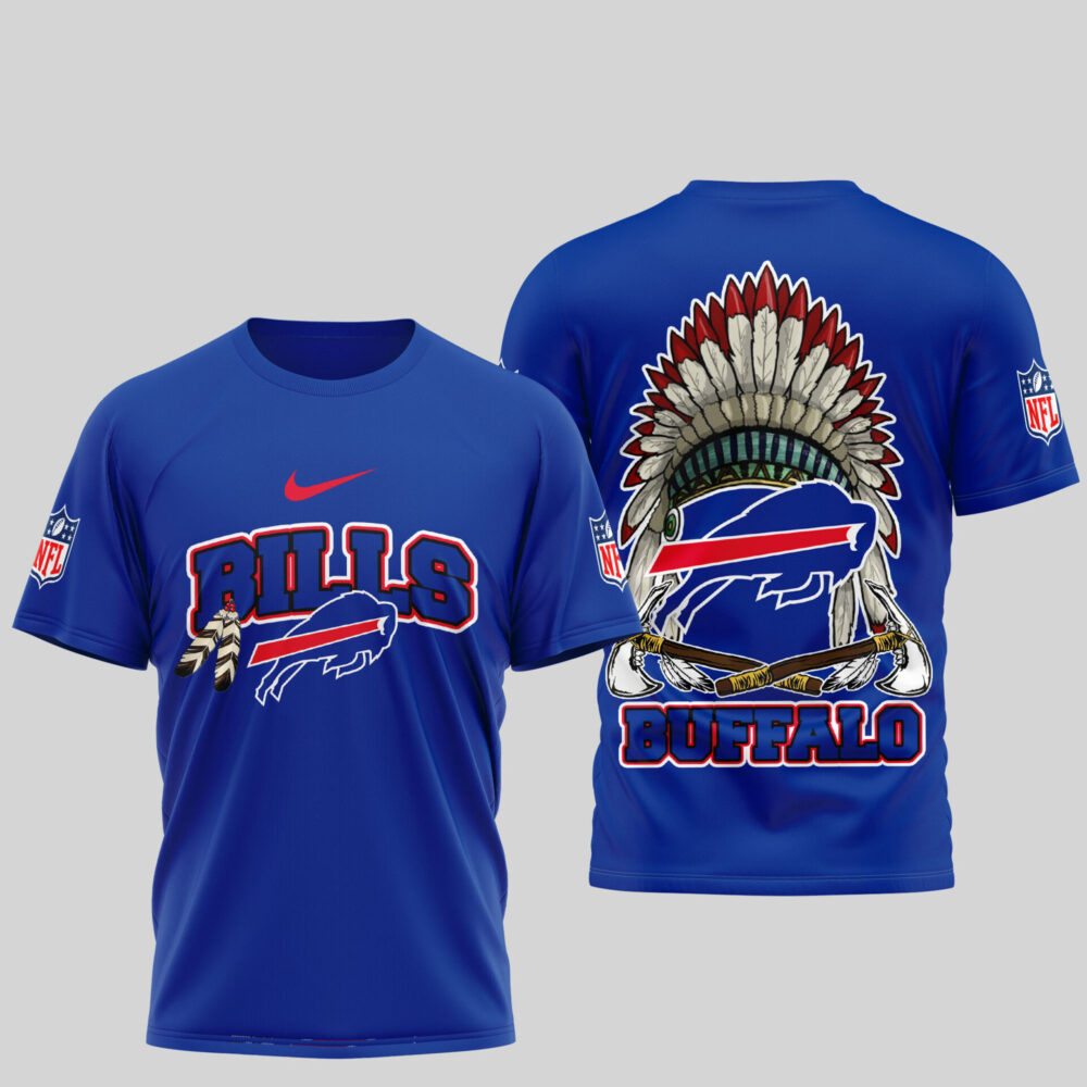 Buffalo Bills | Premium Native American Leather 3D Shirt TD - Blue, 3XL