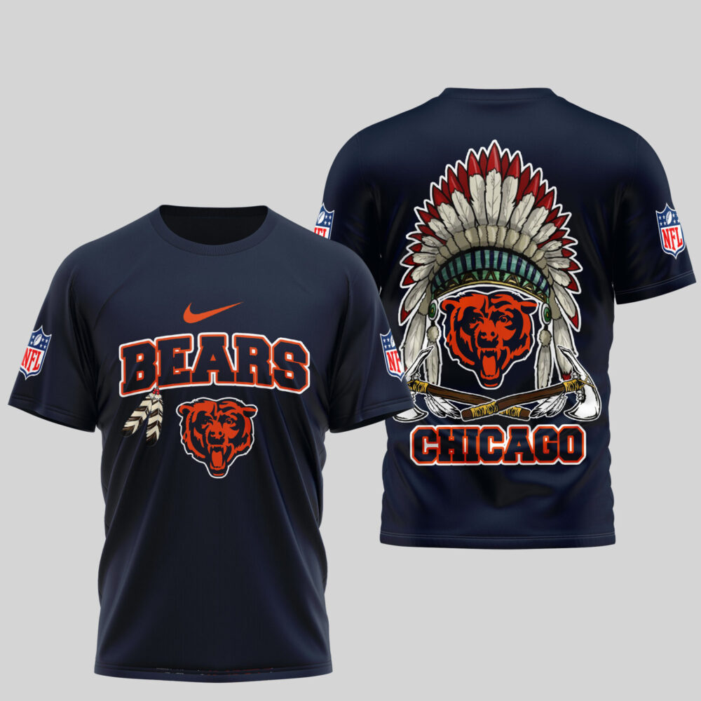 Chicago Bears | Premium Native American Leather 3D Shirt TD - Blue, L
