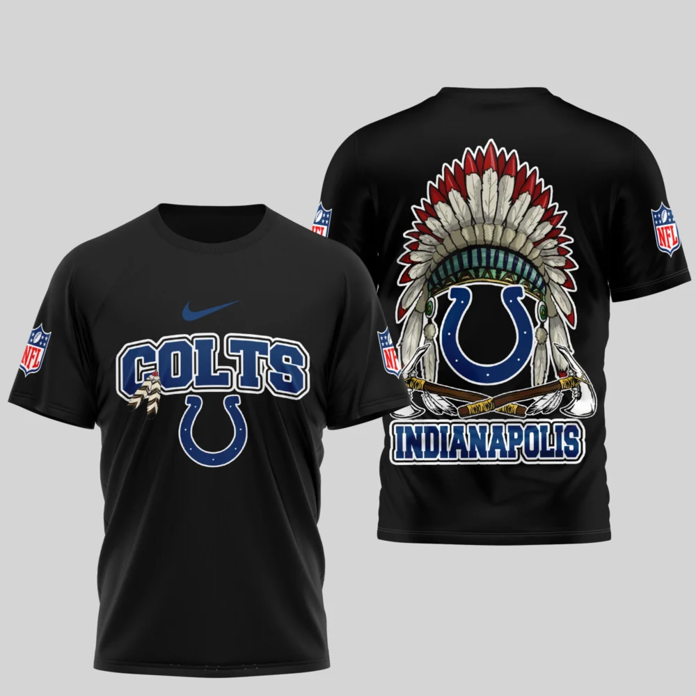 Indianapolis Colts | Premium Native American Leather 3D Shirt TD - Black, 5XL