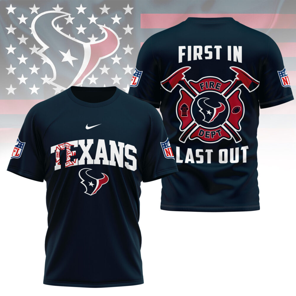 Houston Texans | Premium NFL Fire Dept 3D Shirt TD - Blue, S