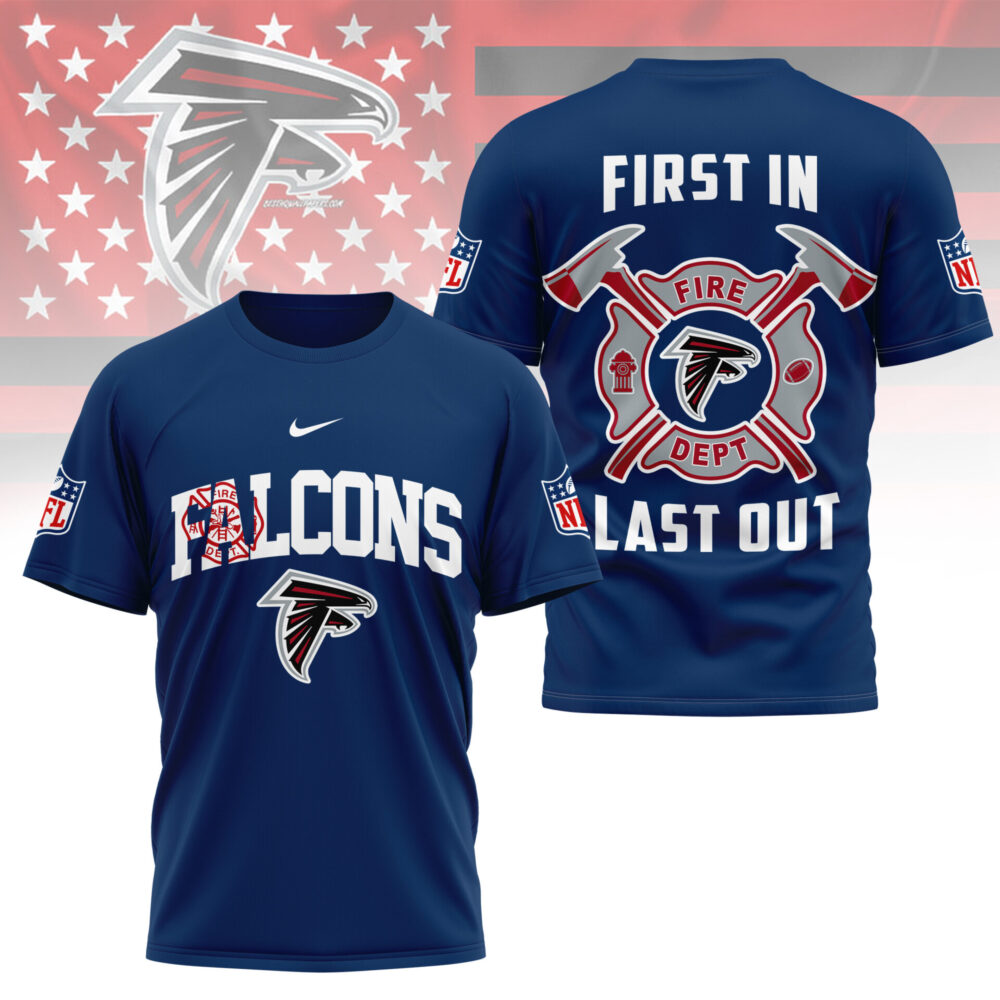 Atlanta Falcons | Premium NFL Fire Dept 3D Shirt TD - Blue, 2XL