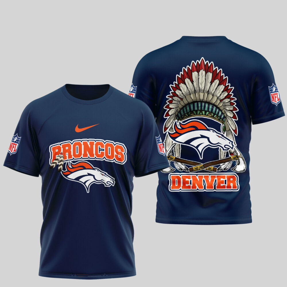Denver Broncos | Premium Native American Leather 3D Shirt TD - Blue, L