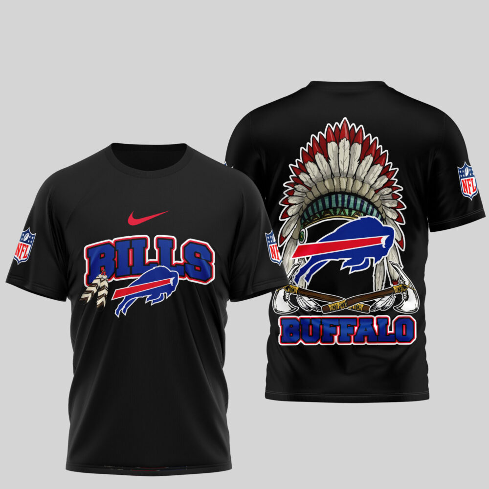 Buffalo Bills | Premium Native American Leather 3D Shirt TD - Black, 3XL