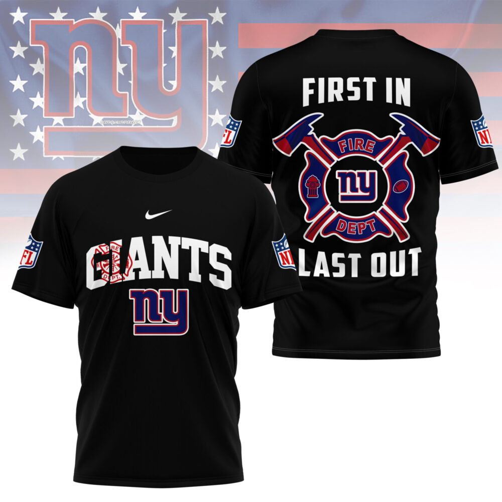 New York Giants | Premium NFL Fire Dept 3D Shirt TD - Black, 3XL