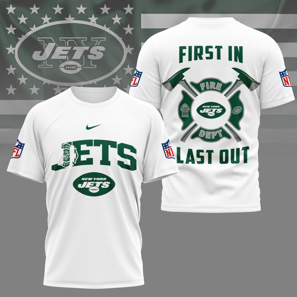 New York Jets | Premium NFL Fire Dept 3D Shirt TD - White, 4XL