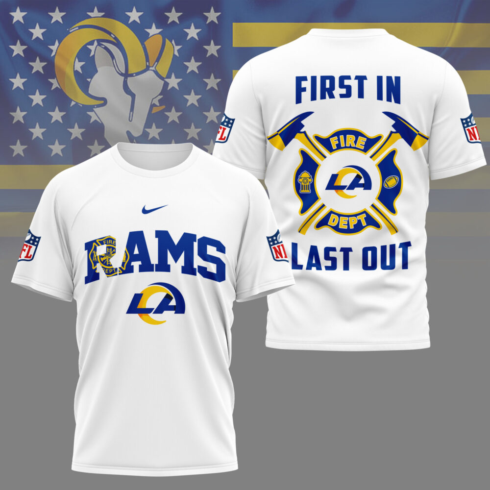 Los Angeles Rams | Premium NFL Fire Dept 3D Shirt TD - White, M