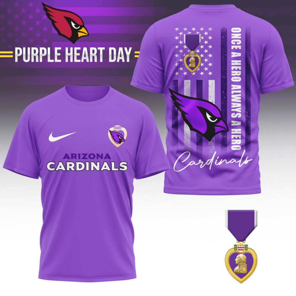 Arizona Cardinals | Premium NFL Premium National Purple Heart Day 3D Shirt HI