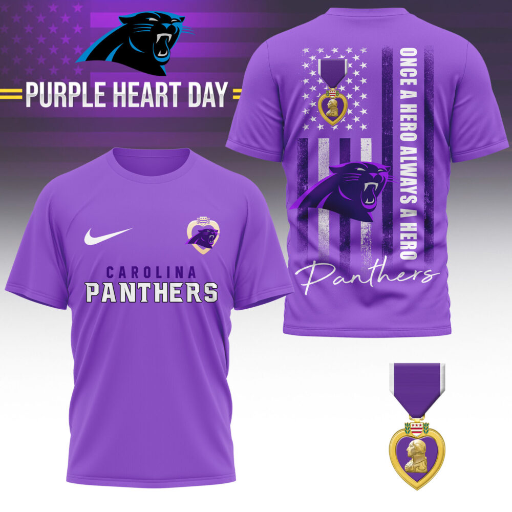 Carolina Panthers | Premium NFL Premium National Purple Heart Day 3D Shirt HI