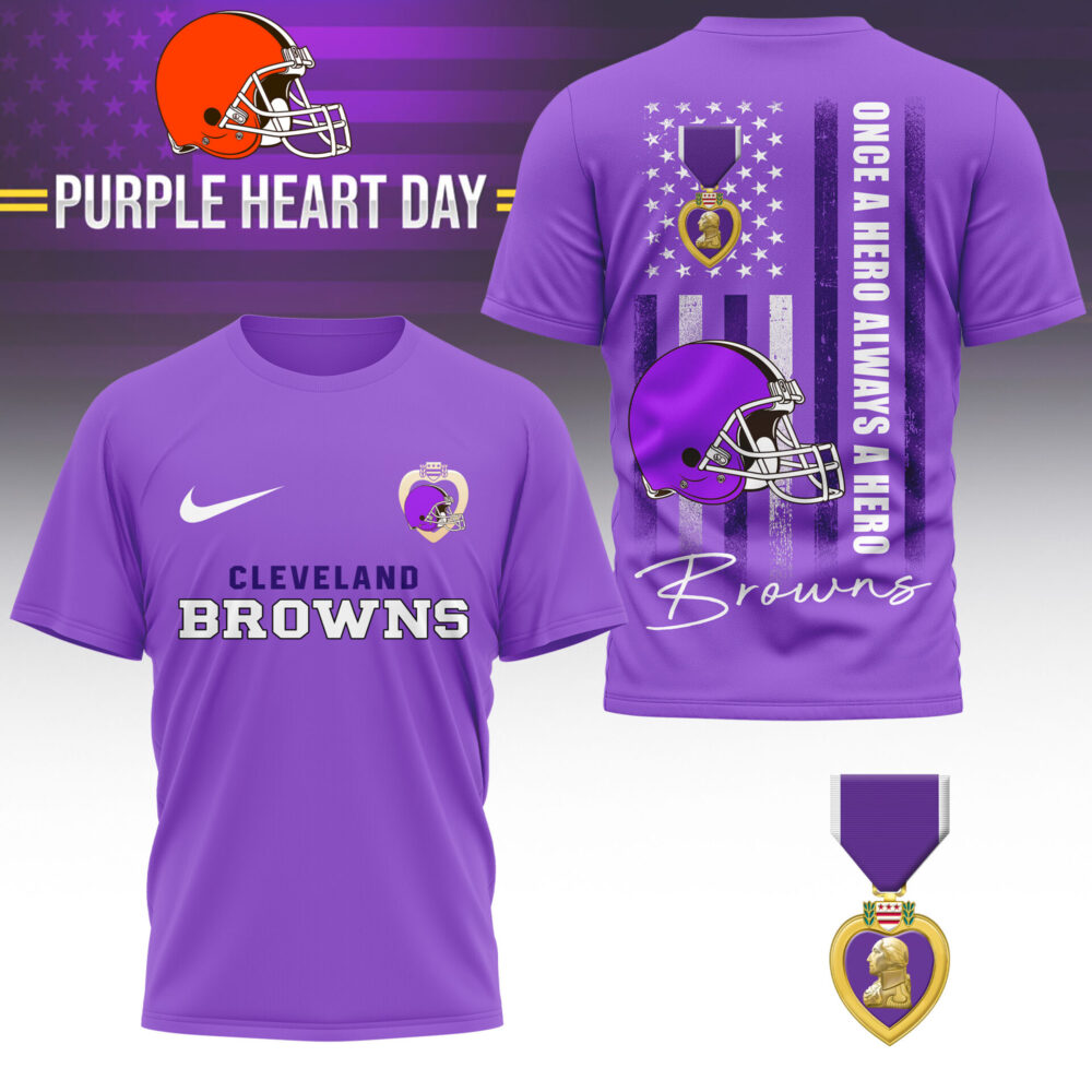 Cleveland Browns | Premium NFL Premium National Purple Heart Day 3D Shirt HI