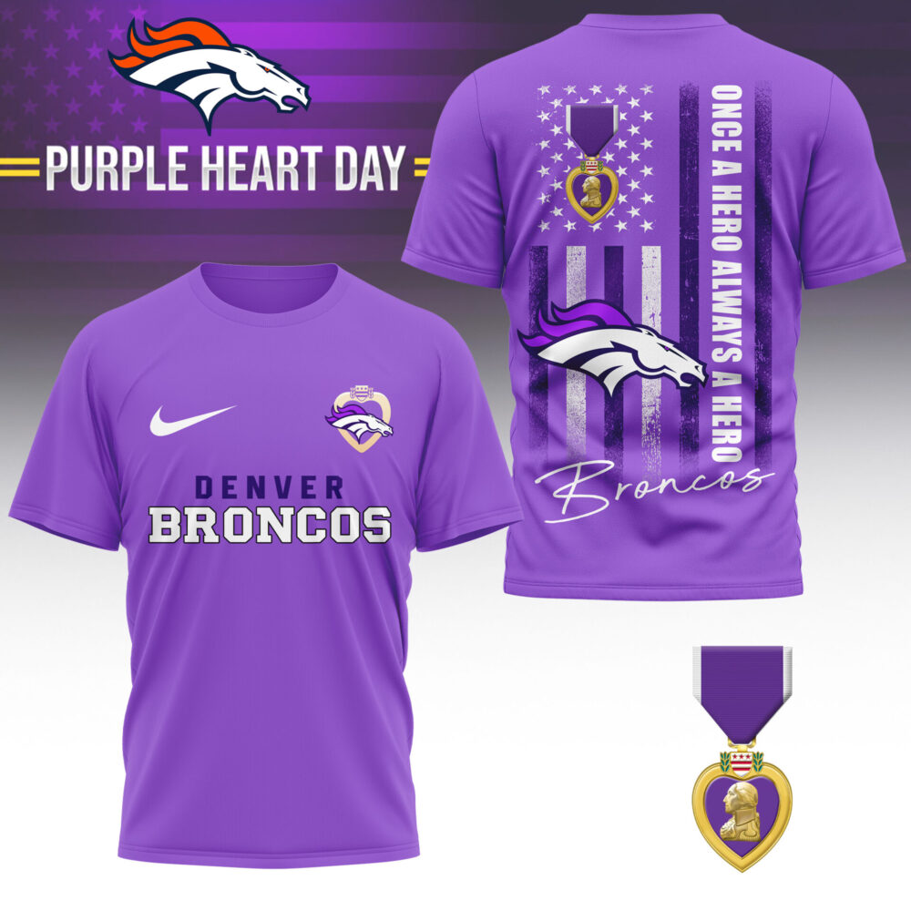 Denver Broncos | Premium NFL Premium National Purple Heart Day 3D Shirt HI