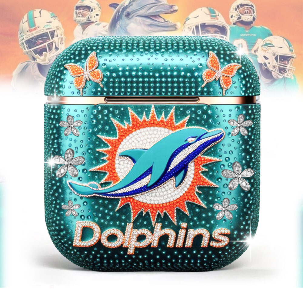 Miami Dolphins | Bling Airpods Case For Airpods 1/Airpods 2 TD