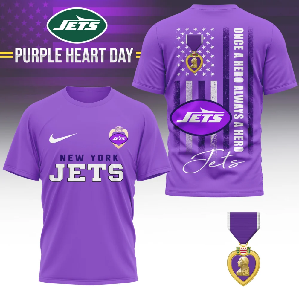 New York Jets | Premium NFL Premium National Purple Heart Day 3D Shirt HI