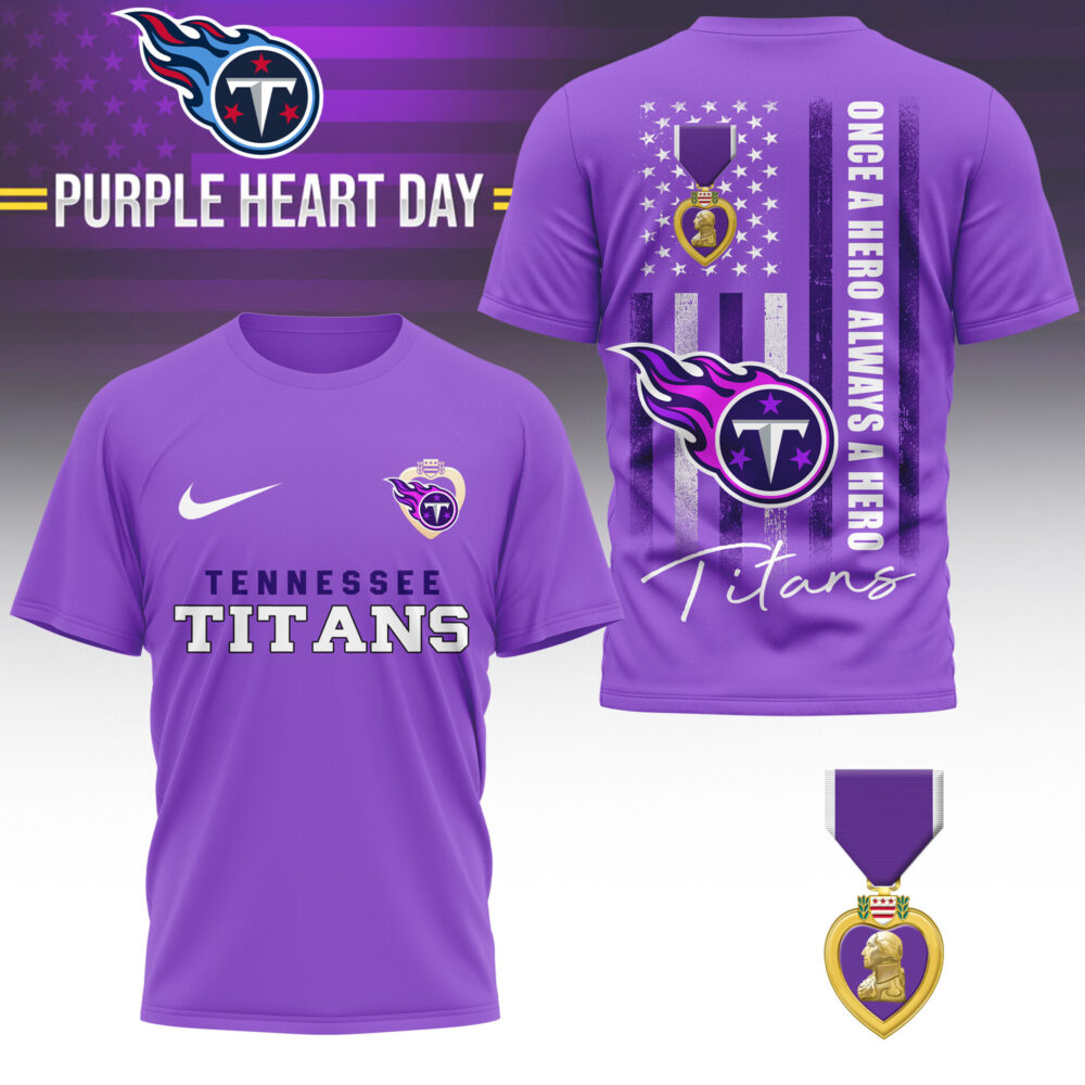 Tennessee Titans | Premium NFL Premium National Purple Heart Day 3D Shirt HI