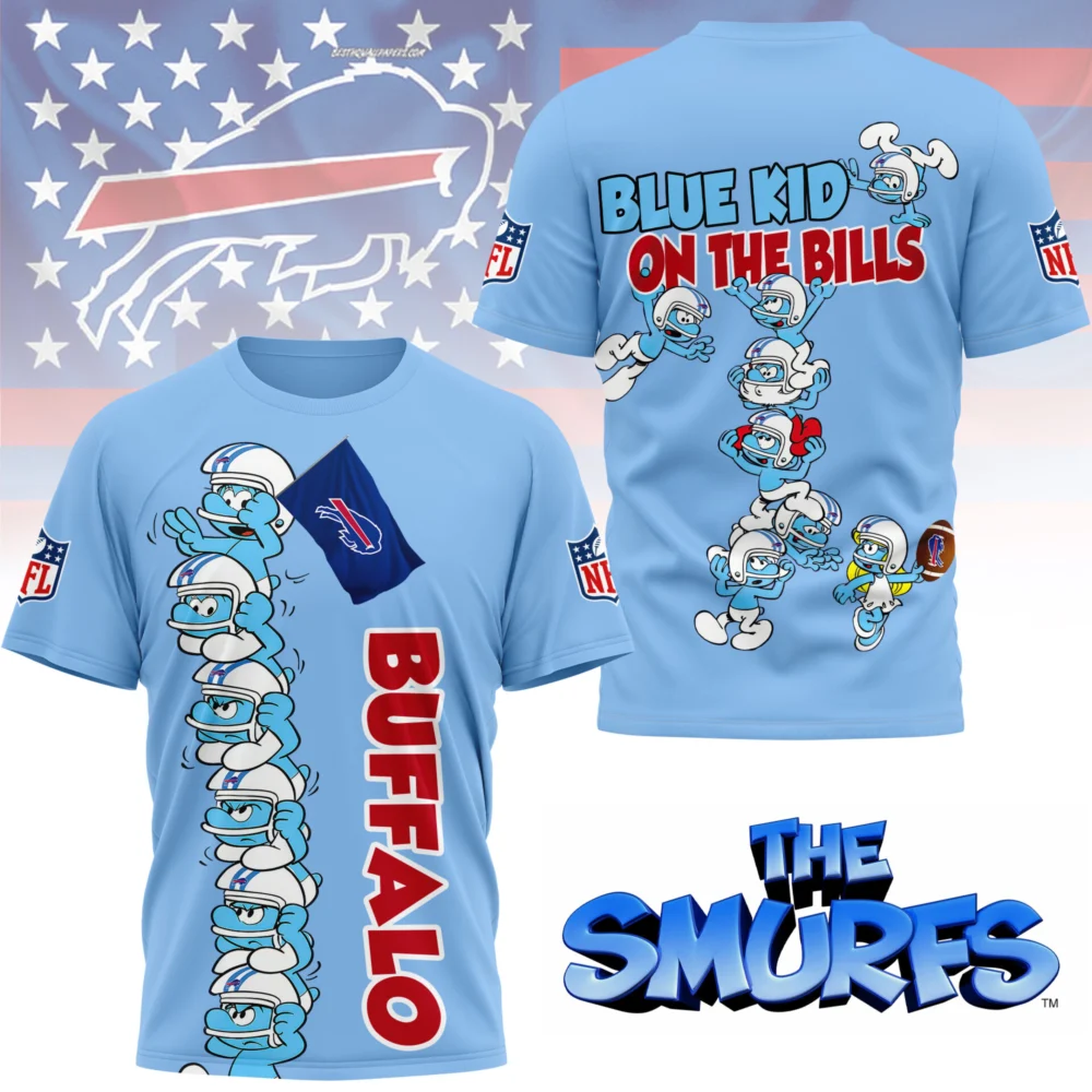 Buffalo Bills | Premium NFL x Smurfs 3D Shirt NY - 4XL, White
