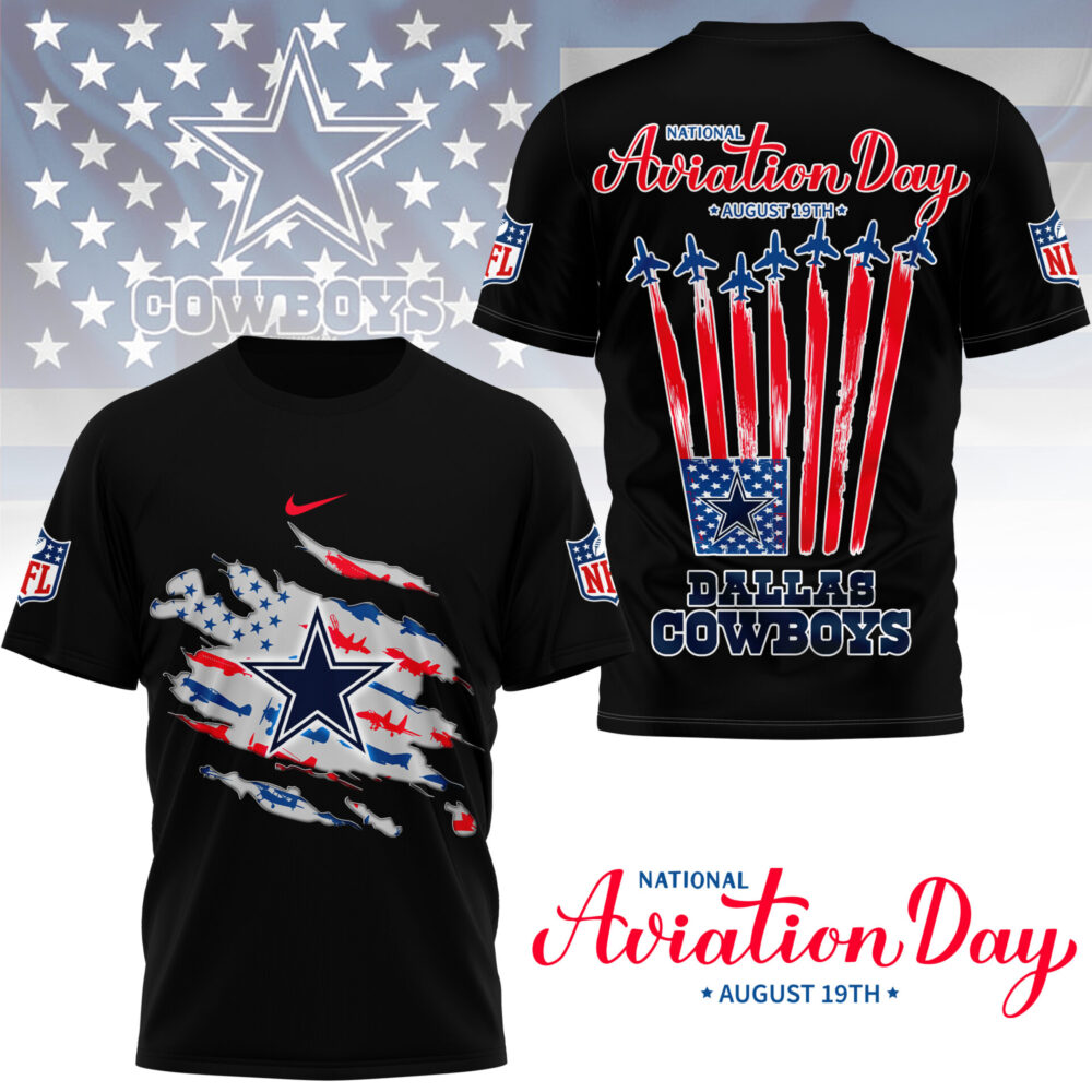 Dallas Cowboys | Premium National Aviation Day 3D Shirt NY - L, White
